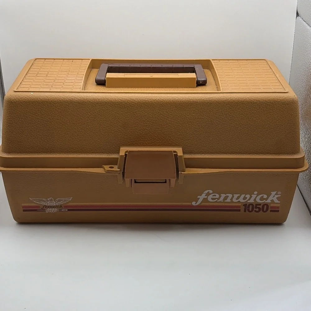 Fenwick 1050 Vintage 1980s Burnt Orange Fishing Tackle Box 2-Tray Dadcore Retro